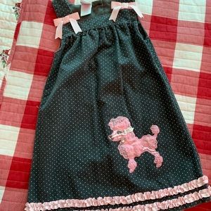 Girls Corduroy  Jumper Grey & Pink Poodle